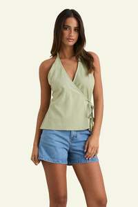 Top: Emi Wrap Top - Palm