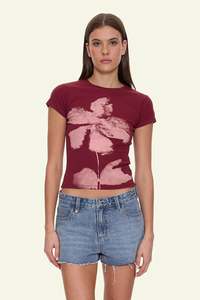 Top: Full Bloom Club Tee - Pomegranate
