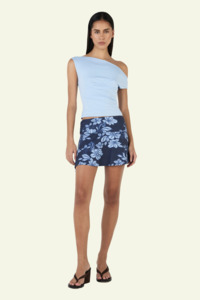 Skirt: Adriana Mini Skirt - Rollin Waves Navy