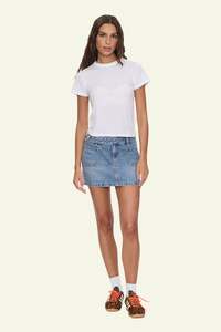 Skirt: Wyatt Y2K Mid Rise Mini Skirt - Rustic Fade