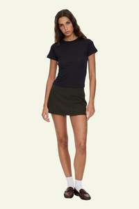 Skirt: Lost Control Mid Rise Skort - Tarmac