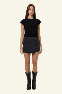 Night Shift Wrap Mini Skirt - Ash Black