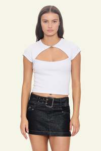 Clearance: Coax Cap Sleeve Tee - White