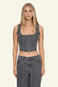 Clearance: Good Intentions Denim Top - Smoked Rib