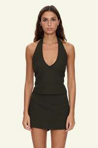 Clearance: Lost Control Halter Top - Tarmac
