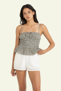 Antibes Plaid Top - Olive