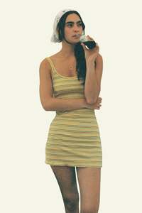 Clearance: Striper Mini Dress - Lemon