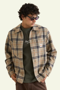 Mens New Arrivals: Oscar Check L.S Shirt - Stone