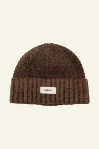 Headwear: Minimal Thick Gauge Beanie - Brown Marle
