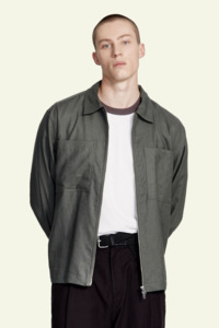 Linen Blend Overshirt - Fog