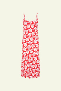 Happy Hibiscus Vacation Slip Dress - Red