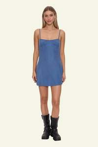 Dress: Elio Bias Mini Dress - Bluefin