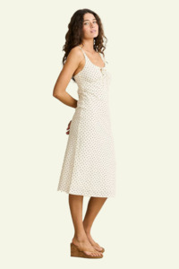 Dress: Polka Midi Dress - Cream