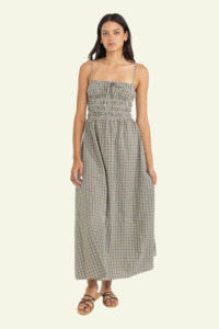 Antibes Plaid Midi Dress - Olive