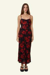 Lucky For You Floral Maxi Dress - Redwood