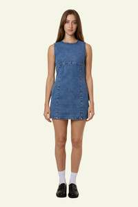 Dress: Night Shift Mini Dress - Stoned Blues