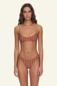 Womens Summer Essentials: Aftersun Stripe Underwire Bikini Top - Burnt Orange