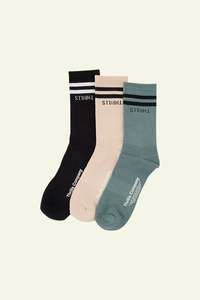Gifts For Him: Minimal 3 Pack Sock – Green Coast / Tofu / Black
