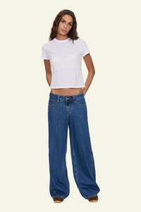 Maggie Mid Rise Baggy Jean - Deep Vintage Blue