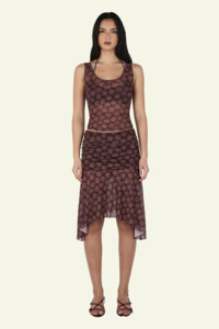 Caro Skirt - Daisy Dot Cherry Choc