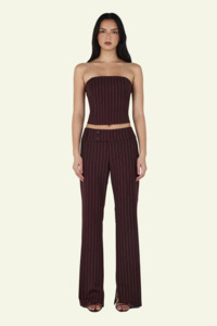 Womens Pants: Yolanda Suit Pant - Cherry Choc Stripe
