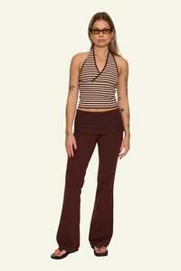 Estelle Fold Over Knit Pant - Bitter Chocolate