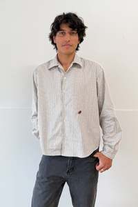 Mens Beach Business Shirt - White / Brown