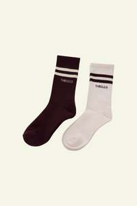 6 Break Point 2 Pack Sock - Heritage White / Bitter Chocolate