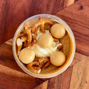 Our Loaded Peanut Butters: Caramelised white chocolate blondie