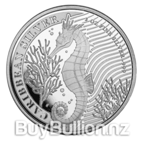 1 oz 99.99% Silver Barbados Caribbean Seahorse Coin 2023 BuyBullion.nz