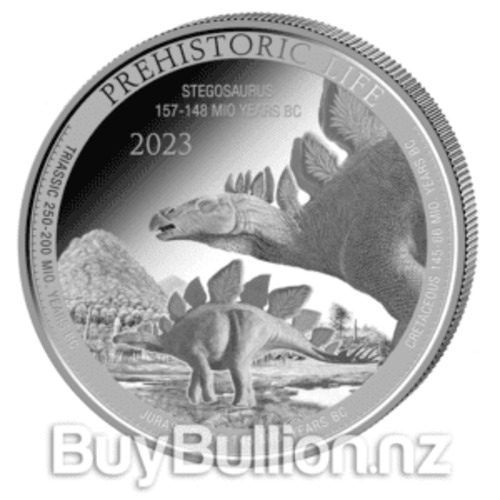 Products: 1 oz 99.99% Silver Congo Stegosaurus Coin 2023 BuyBullion.nz
