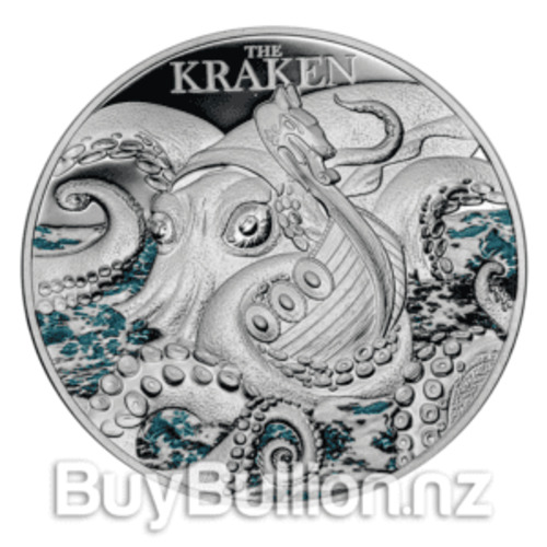 Products: 2 oz 99.9% Silver Niue Mythical Creatures. The Kraken Proof Coin 2023 BuyBullion.nz