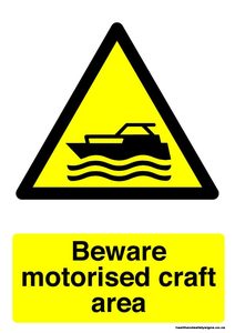 Home / ACM signs / Beware signs / Beware motorised craft area warning sign