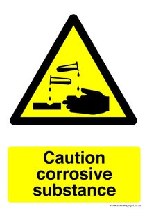 ACM signs: Home / ACM signs / Hazchem signs / Caution corrosive substance warning sign