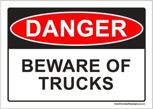 Home / ACM signs / Danger & Warning signs / Beware Of Trucks Danger Sign