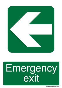Home / ACM signs / Exit signs / Emergency exit left