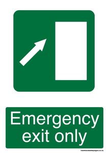 Home / ACM signs / Exit signs / Emergency exit only right top green