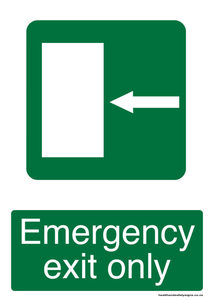 Home / ACM signs / Exit signs / Emergency exit only to the left