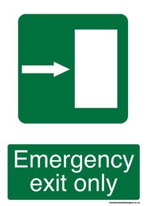 Home / ACM signs / Exit signs / Emergency exit only to the right