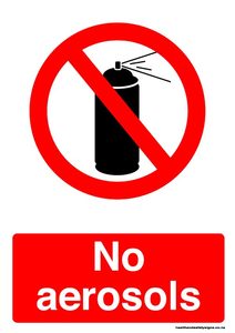 Home / ACM signs / Prohibition signs / No aerosols prohibition sign