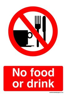 Home / ACM signs / Prohibition signs / No food or drink prohibition sign