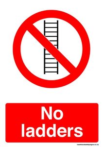 Home / ACM signs / Prohibition signs / No ladders prohibition sign