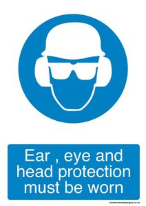 Home / ACM signs / Caution signs / Ear eye and head protection must be worn