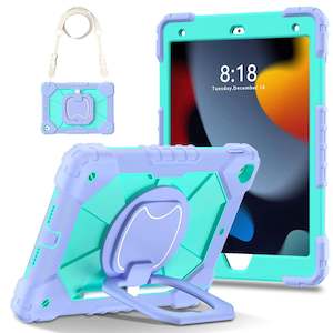 For iPad 5th Gen 9.7" Case Kids Heavy Duty Shockproof Cover - Purple - Mint Green