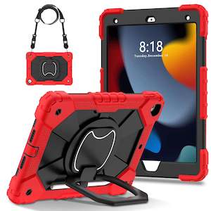 For iPad 5th Gen 9.7" Case Kids Heavy Duty Shockproof Cover - Red - Black