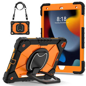 For iPad 6th Gen 9.7" Case Kids Heavy Duty Shockproof Cover - Orange - Black