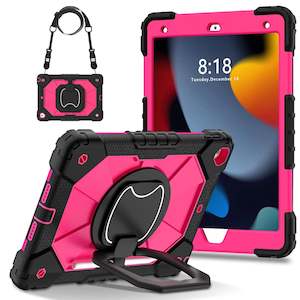 Under 100: For iPad Air 1st Gen 9.7" Case Kids Heavy Duty Shockproof Cover - Hot Pink - Black