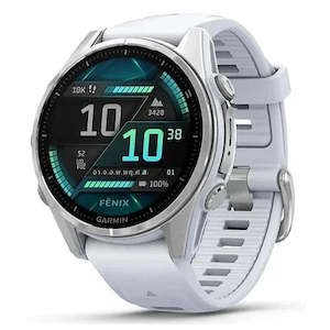 Garmin Fenix 8 43mm AMOLED Silver with Whitestone Silicone Band