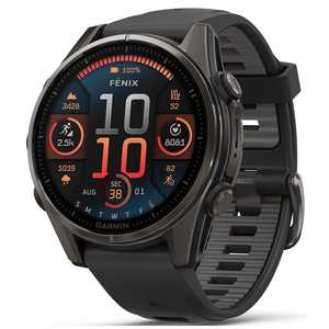 Garmin Fenix 8 43mm AMOLED Sapphire, Carbon Grey DLC Titanium with Black/Pebble Grey