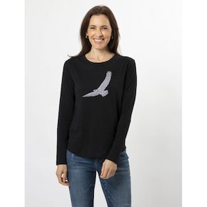 Sweatshirts And Tee Shirts: Flying high long sleeve tee black